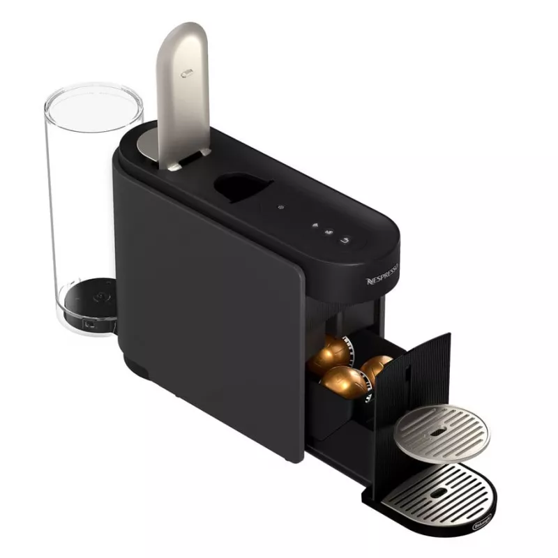 De’Longhi NESPRESSO® Vertuo Pop ENV90.B – Liquorice Melns, kapsulu kafijas automāts, kafijas kapsula, pelēks