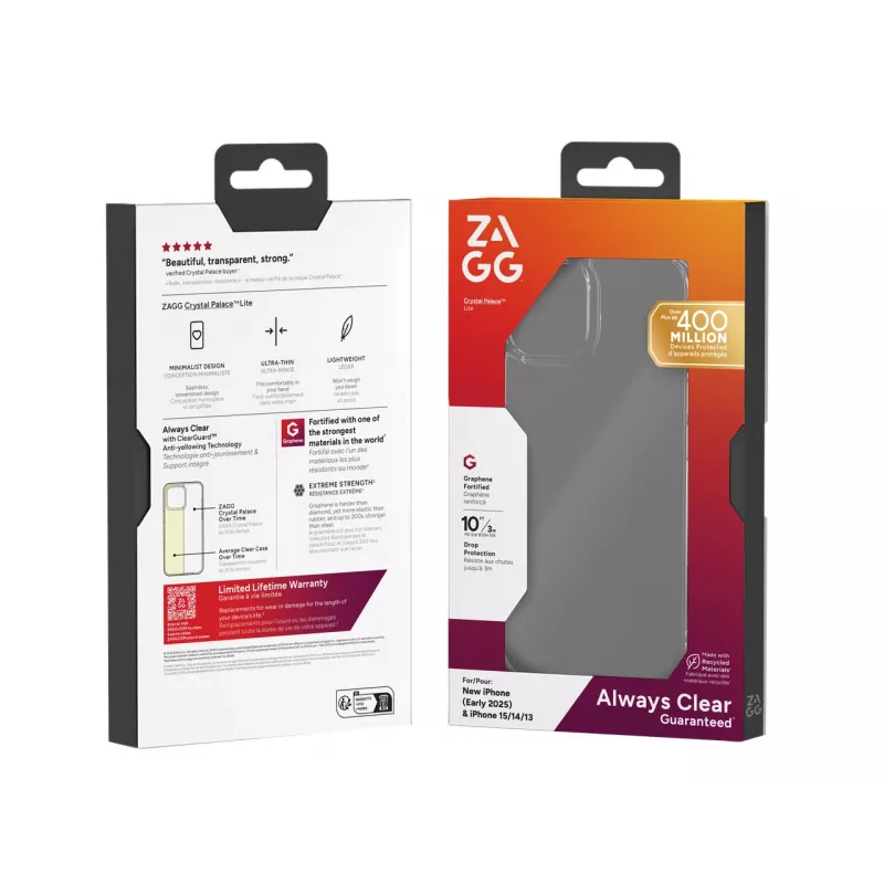 ZAGG Crystal Palace Lite Case Apple iPhone 17e/16e/15/14/13, Vāciņš, Apple, iPhone 17e/16e/15/14/13, 15,5 cm (6,1 collas), Caurspīdīgs