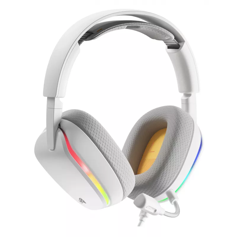 Glorious Gaming Glorious GHS Eternal RGB – stereo RGB spēļu austiņas datoram, PS5, PS4, Switch – īpaši noregulēti leņķotie draiveri, regulējams kristāldzidrs noņemams mikrofons, USB-C – izturīgas, komforts visai dienai/naktij – balta