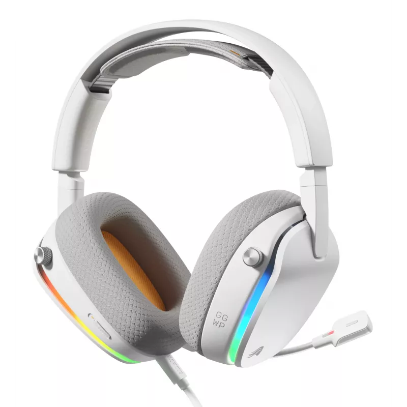 Glorious Gaming Glorious GHS Eternal RGB – stereo RGB spēļu austiņas datoram, PS5, PS4, Switch – īpaši noregulēti leņķotie draiveri, regulējams kristāldzidrs noņemams mikrofons, USB-C – izturīgas, komforts visai dienai/naktij – balta