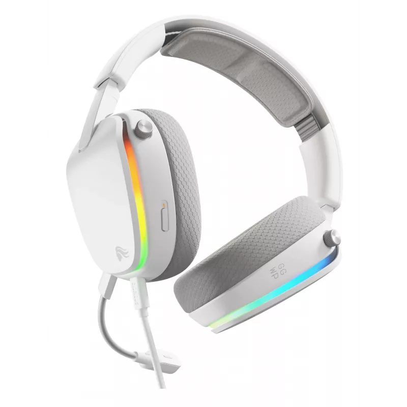 Glorious Gaming Glorious GHS Eternal RGB – stereo RGB spēļu austiņas datoram, PS5, PS4, Switch – īpaši noregulēti leņķotie draiveri, regulējams kristāldzidrs noņemams mikrofons, USB-C – izturīgas, komforts visai dienai/naktij – balta