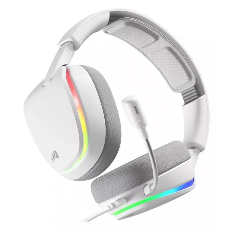 Glorious Gaming Glorious GHS Eternal RGB – stereo RGB spēļu austiņas datoram, PS5, PS4, Switch – īpaši noregulēti leņķotie draiveri, regulējams kristāldzidrs noņemams mikrofons, USB-C – izturīgas, komforts visai dienai/naktij – balta