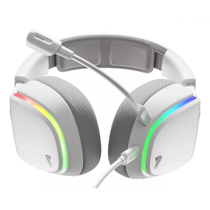 Glorious Gaming Glorious GHS Eternal RGB – stereo RGB spēļu austiņas datoram, PS5, PS4, Switch – īpaši noregulēti leņķotie draiveri, regulējams kristāldzidrs noņemams mikrofons, USB-C – izturīgas, komforts visai dienai/naktij – balta