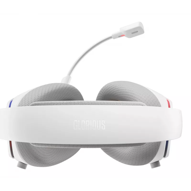 Glorious Gaming Glorious GHS Eternal RGB – stereo RGB spēļu austiņas datoram, PS5, PS4, Switch – īpaši noregulēti leņķotie draiveri, regulējams kristāldzidrs noņemams mikrofons, USB-C – izturīgas, komforts visai dienai/naktij – balta