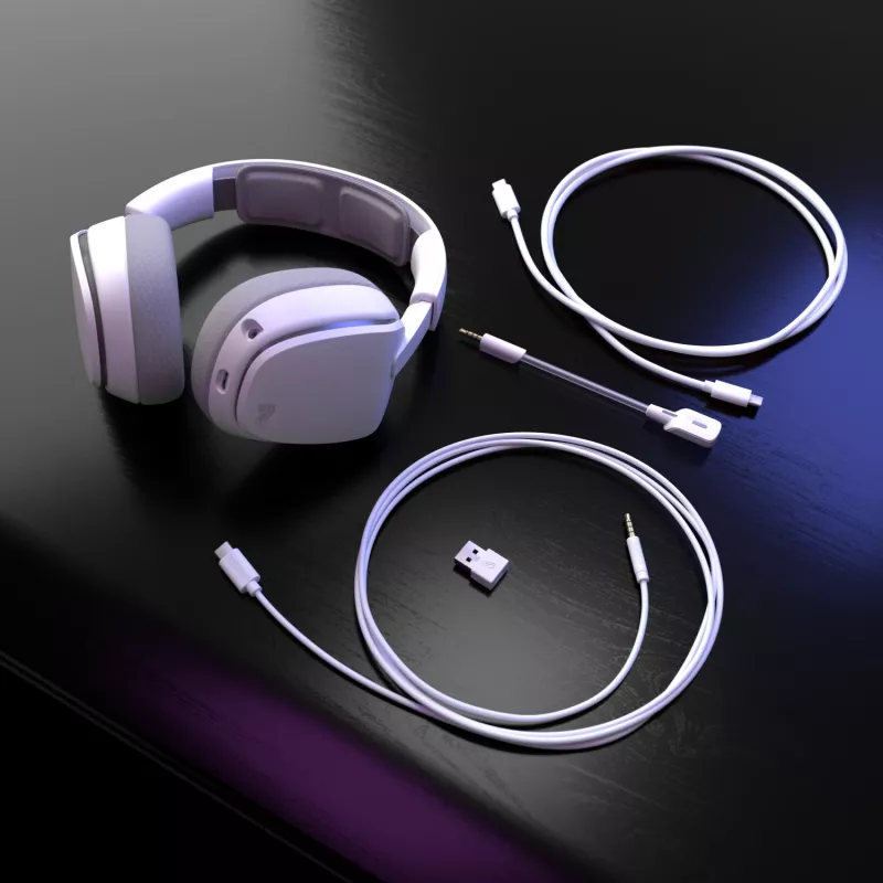 Glorious Gaming Glorious GHS Eternal RGB – stereo RGB spēļu austiņas datoram, PS5, PS4, Switch – īpaši noregulēti leņķotie draiveri, regulējams kristāldzidrs noņemams mikrofons, USB-C – izturīgas, komforts visai dienai/naktij – balta