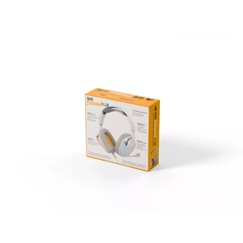 Glorious Gaming Glorious GHS Eternal RGB – stereo RGB spēļu austiņas datoram, PS5, PS4, Switch – īpaši noregulēti leņķotie draiveri, regulējams kristāldzidrs noņemams mikrofons, USB-C – izturīgas, komforts visai dienai/naktij – balta