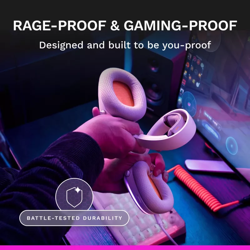 Glorious Gaming Glorious GHS Eternal RGB – stereo RGB spēļu austiņas datoram, PS5, PS4, Switch – īpaši noregulēti leņķotie draiveri, regulējams kristāldzidrs noņemams mikrofons, USB-C – izturīgas, komforts visai dienai/naktij – balta