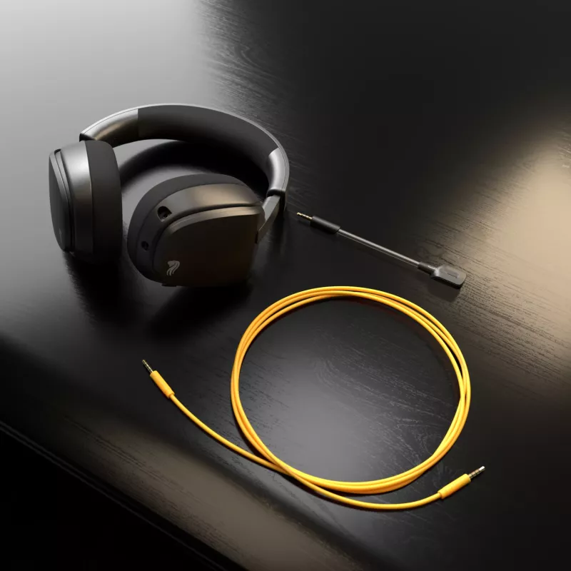 Glorious Gaming Glorious GHS Eternal - Stereo spēļu austiņas priekš PC, PS5, PS4, Xbox, Switch - Pielāgoti regulēti leņķveida draiveri, regulējams kristāldzidrs noņemams mikrofons, 3,5 mm - Izturīgas, komforts visai dienai/naktij - Melns