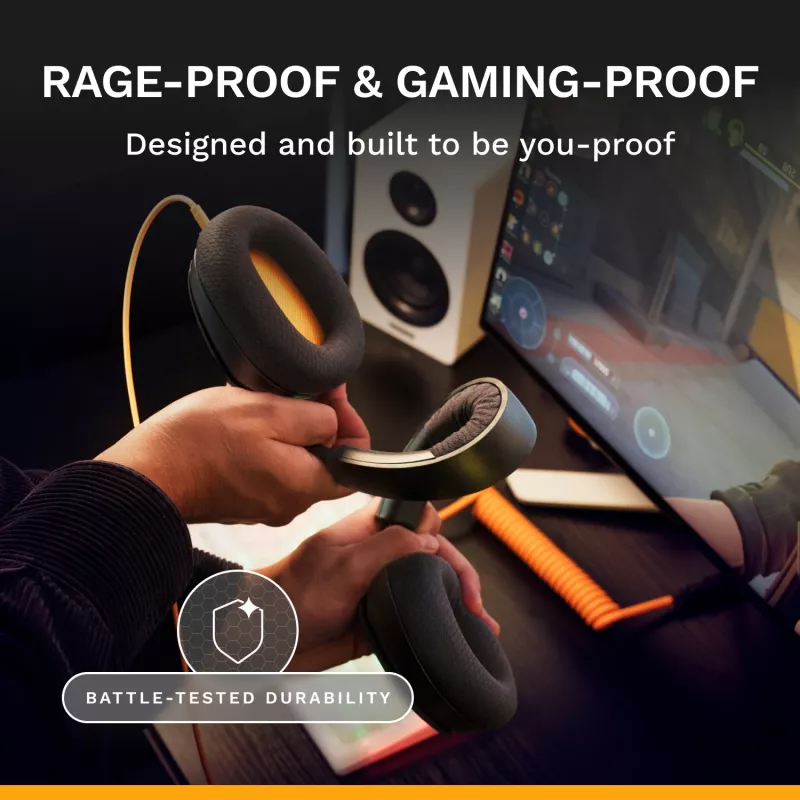Glorious Gaming Glorious GHS Eternal - Stereo spēļu austiņas priekš PC, PS5, PS4, Xbox, Switch - Pielāgoti regulēti leņķveida draiveri, regulējams kristāldzidrs noņemams mikrofons, 3,5 mm - Izturīgas, komforts visai dienai/naktij - Melns