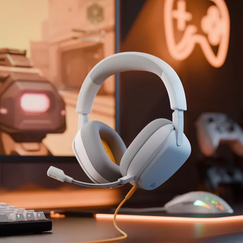 Glorious Gaming Glorious GHS Eternal - Stereo Gaming Headset priekš PC, PS5, PS4, Xbox, Switch - Īpaši pielāgoti leņķveida draiveri, regulējams kristāldzidrs noņemams mikrofons, 3.5mm - Izturīgs, visas dienas/nakts komforts - Balts