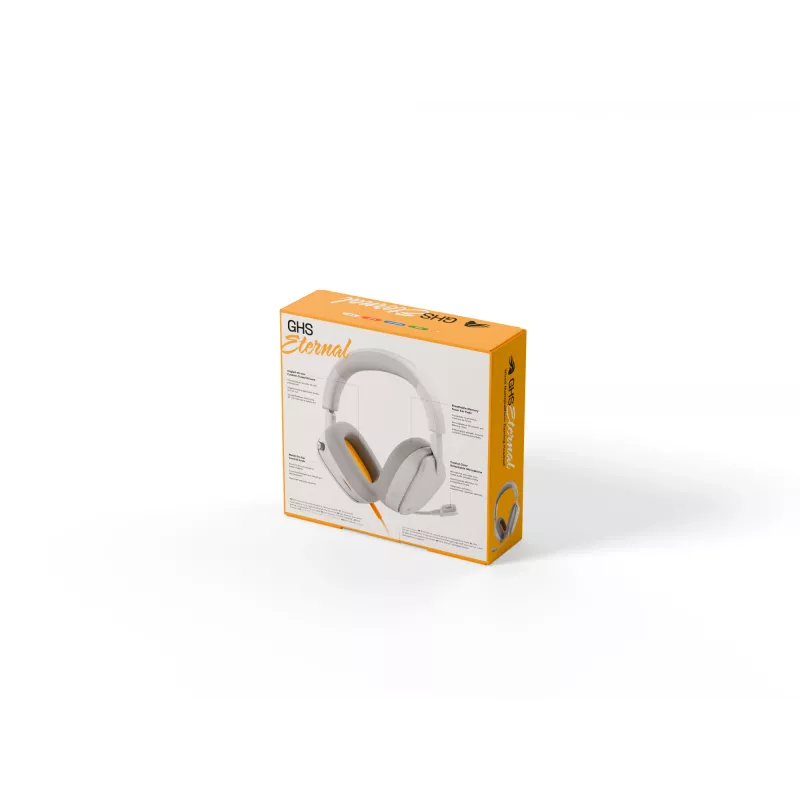 Glorious Gaming Glorious GHS Eternal - Stereo Gaming Headset priekš PC, PS5, PS4, Xbox, Switch - Īpaši pielāgoti leņķveida draiveri, regulējams kristāldzidrs noņemams mikrofons, 3.5mm - Izturīgs, visas dienas/nakts komforts - Balts