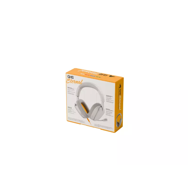 Glorious Gaming Glorious GHS Eternal - Stereo Gaming Headset priekš PC, PS5, PS4, Xbox, Switch - Īpaši pielāgoti leņķveida draiveri, regulējams kristāldzidrs noņemams mikrofons, 3.5mm - Izturīgs, visas dienas/nakts komforts - Balts