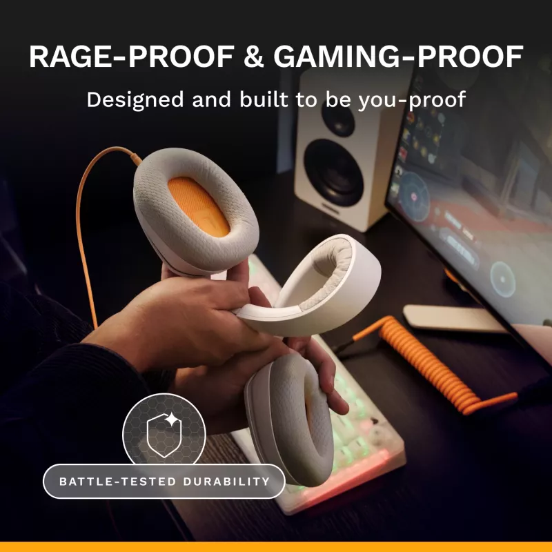 Glorious Gaming Glorious GHS Eternal - Stereo Gaming Headset priekš PC, PS5, PS4, Xbox, Switch - Īpaši pielāgoti leņķveida draiveri, regulējams kristāldzidrs noņemams mikrofons, 3.5mm - Izturīgs, visas dienas/nakts komforts - Balts