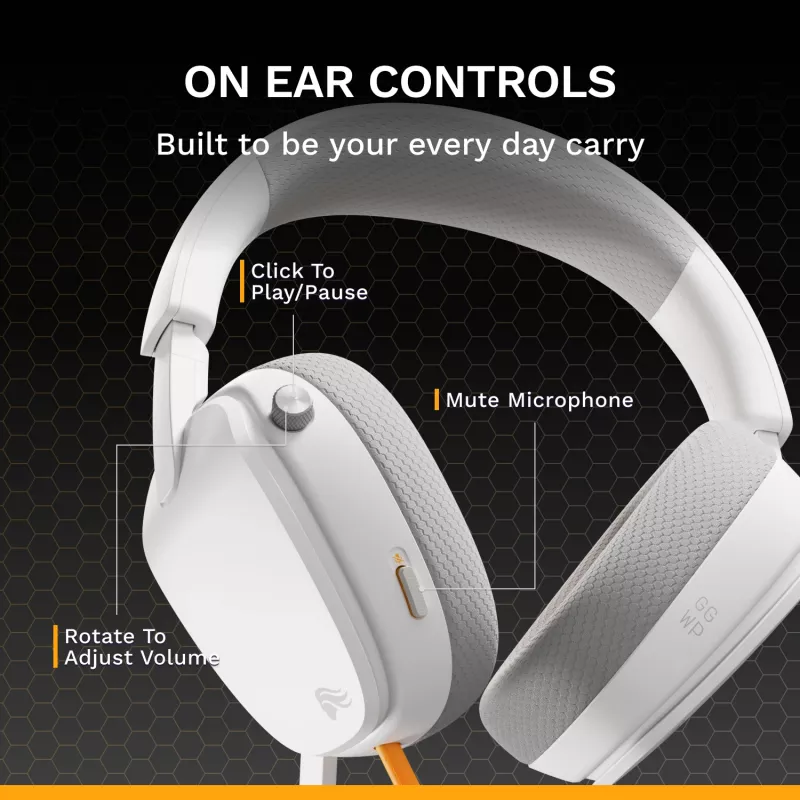 Glorious Gaming Glorious GHS Eternal - Stereo Gaming Headset priekš PC, PS5, PS4, Xbox, Switch - Īpaši pielāgoti leņķveida draiveri, regulējams kristāldzidrs noņemams mikrofons, 3.5mm - Izturīgs, visas dienas/nakts komforts - Balts