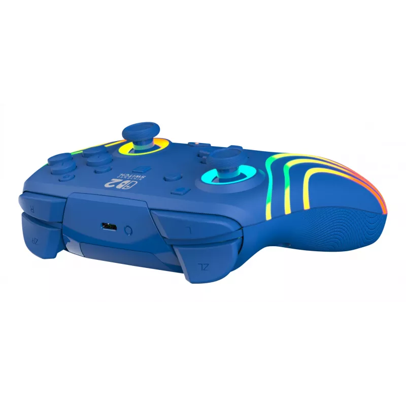 Vadu un bezvadu spēļu kontrolieris Turtle Beach Afterglow Wave Blue priekš Nintendo Switch 2 — Bluetooth/USB-C, RGB, Iebūvēta 20 h baterija, 3 m kabelis