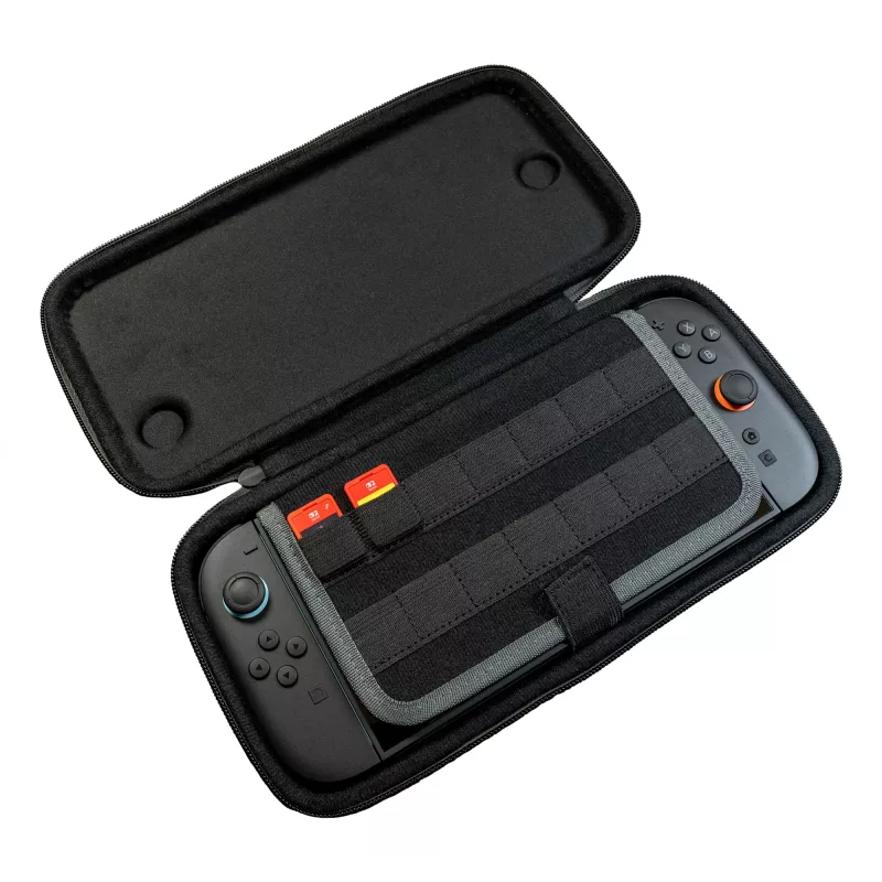 Ceļojumu futrālis Turtle Beach PlayTrek plāns Case Nintendo Switch 2 — Ogļu melns, 290×58×145 mm