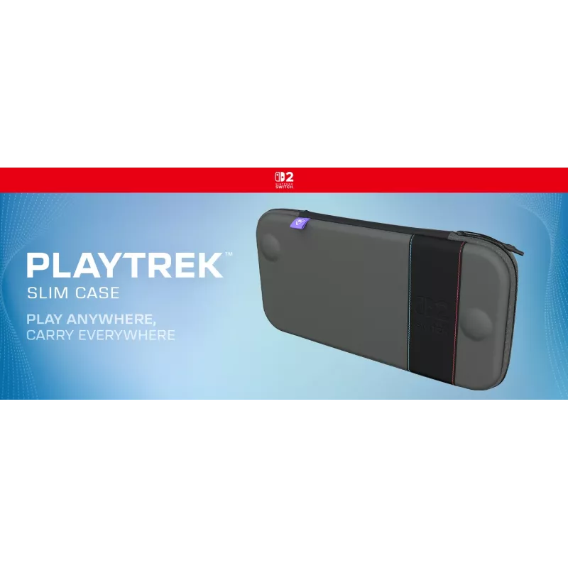 Ceļojumu futrālis Turtle Beach PlayTrek plāns Case Nintendo Switch 2 — Ogļu melns, 290×58×145 mm