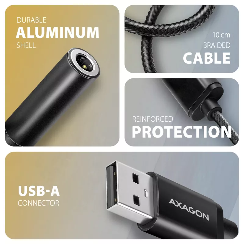 Axagon ADA-HA USB-A uz 3,5 mm ligzdu Hi-Res DAC audio adapteris, 384kHz/32bit, Stereo