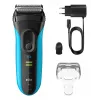 Elektriskais skuveklis BRAUN Series 3 3040 uzlādējams melns/zils, modelis 3040