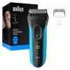 Elektriskais skuveklis BRAUN Series 3 3040 uzlādējams melns/zils, modelis 3040