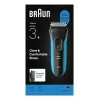 Elektriskais skuveklis BRAUN Series 3 3040 uzlādējams melns/zils, modelis 3040
