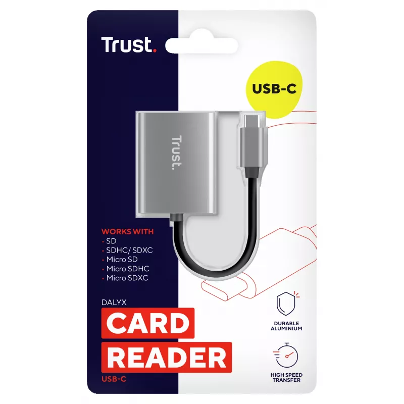Trust 24136 karšu lasītājs USB 3.2 Gen 1 (3.1 Gen 1) Type-C Alumīnijs