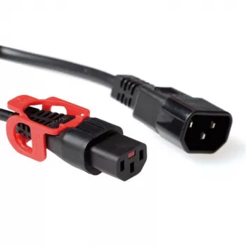 Strāvas vads ACT Powercord C13 IEC Lock+ C14 melns 1 m 230V 10A