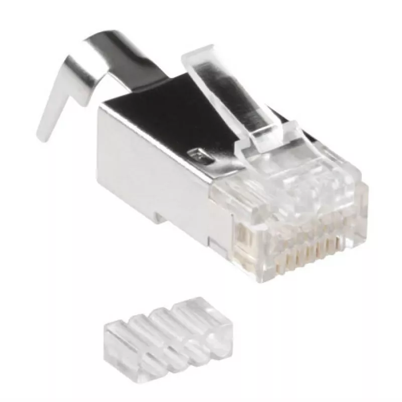 ACT RJ45 (8P/8C) CAT6A ekranēts modulārais savienotājs apaļam kabelim ar viendzīslu vai daudzdzīslu vadiem