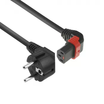 ACT strāvas vads CEE 7/7 spraudnis (leņķveida) - C13 IEC Lock (uz augšu leņķveida) melns 2 m, EL452S