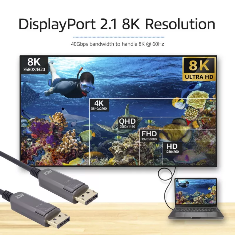 ACT AK4173 DisplayPort kabelis 30 m Melns