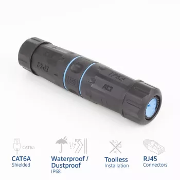 ACT ekranēts CAT6A āra IP68 RJ45 savienotājs SD6522, Cat6A ekranēts Ethernet iekšējais savienotājs