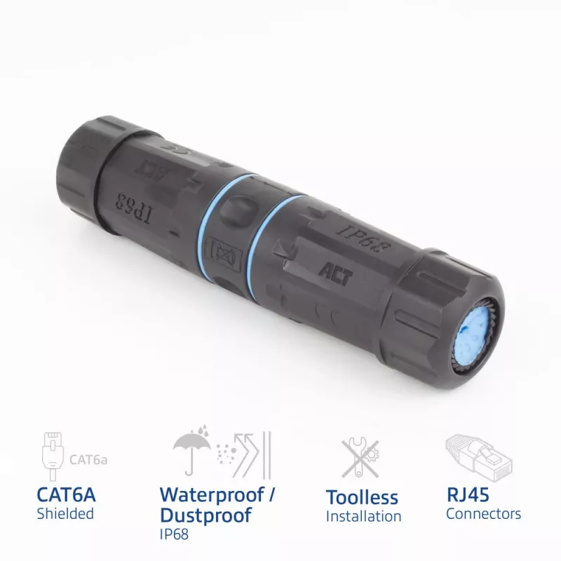 ACT ekranēts CAT6A āra IP68 RJ45 savienotājs SD6522, Cat6A ekranēts Ethernet iekšējais savienotājs