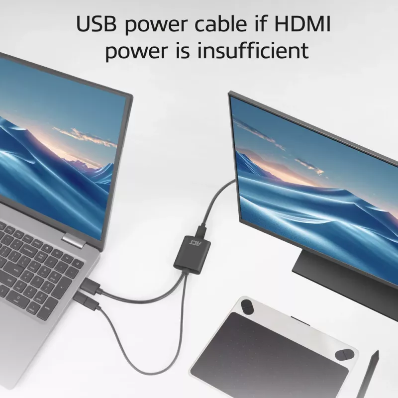ACT HDMI uz USB Type-C sievišķais adapteris, 4K@60Hz. Kabeļa garums: 0.25 m, Savienotājs 1: USB Type-C, Savienotājs 2: HDMI + USB. Daudzums iepakojumā: 1 gab.