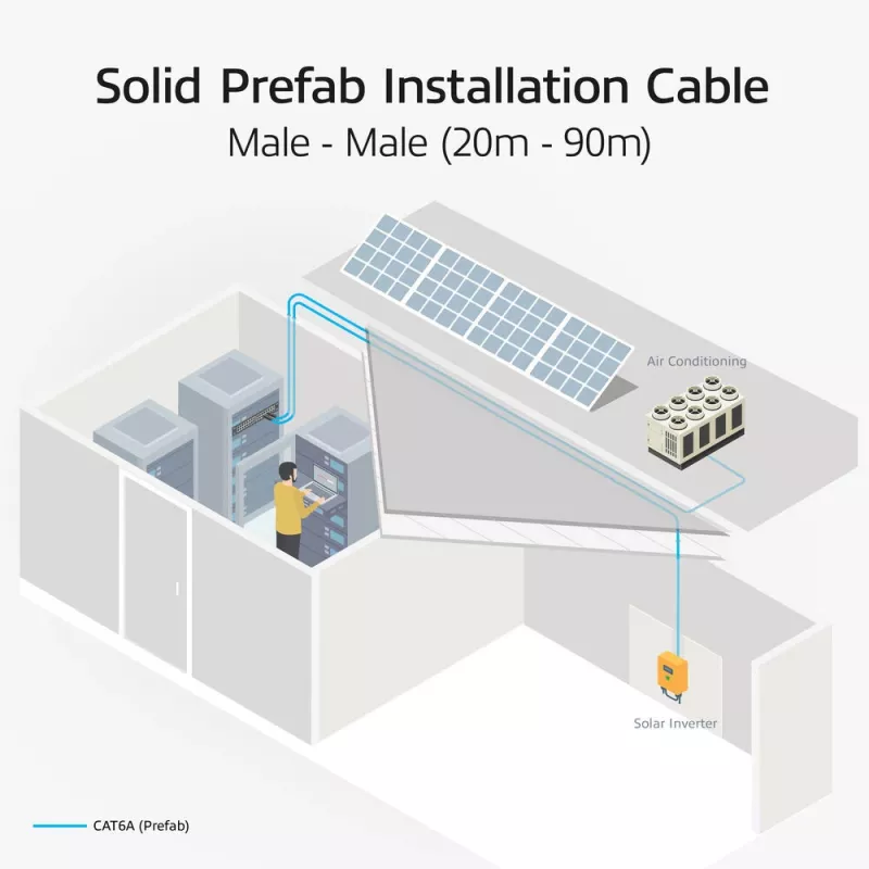ACT Blue 65 meters S/FTP CAT6A B2ca PoE++ 100W solid prefab installation kabelis, RJ45 male – male