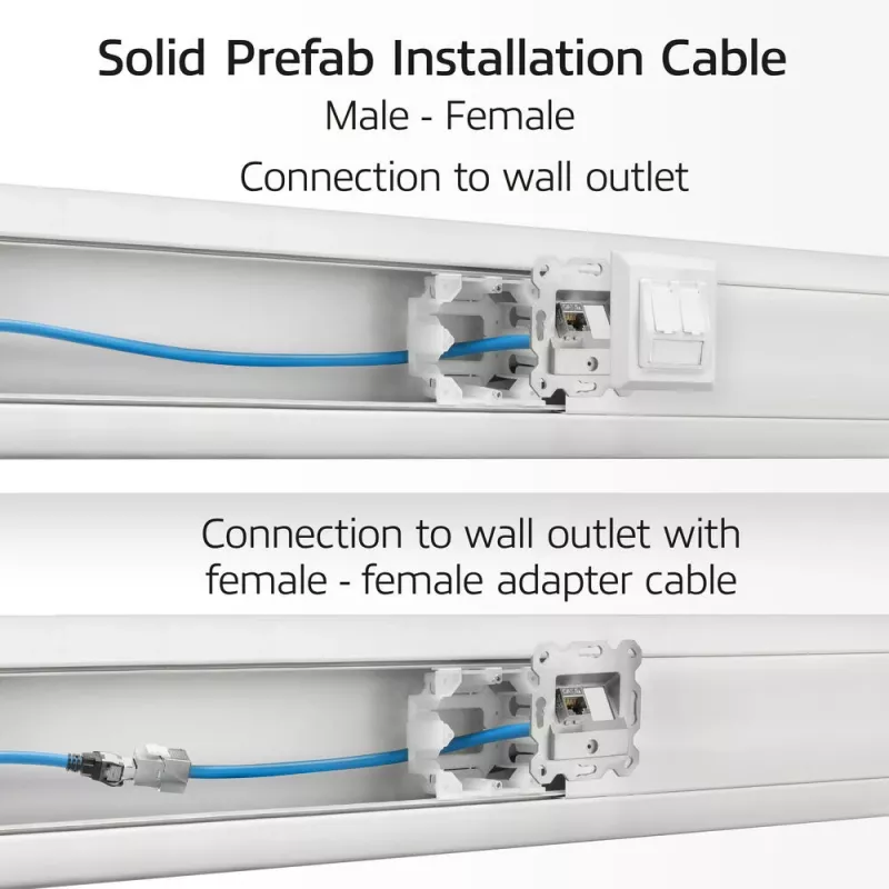 ACT Blue 65 meters S/FTP CAT6A B2ca PoE++ 100W solid prefab installation kabelis, RJ45 male – female