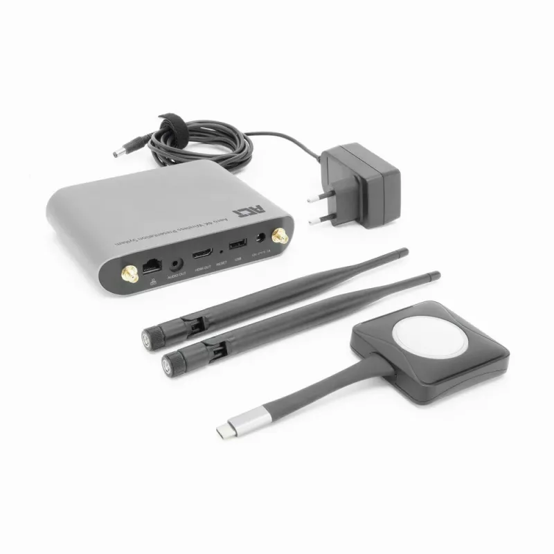 ACT Aero 4K bezvadu prezentācijas sistēma, galddatora, melna, pelēka, 3840 x 2160, 2160p, USB Type-C, USB