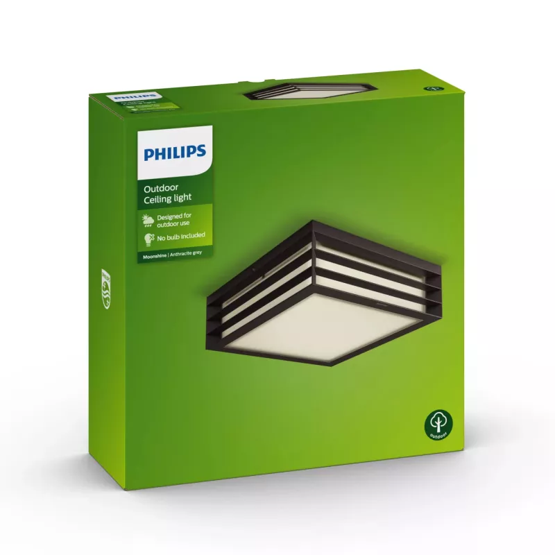 Philips myGarden Moonshine griestu gaismeklis 28W E27 bez spuldzēm, āra sienas apgaismojums, antracīta krāsā, alumīnijs, sintētika, IP44, dārzs, terase, II