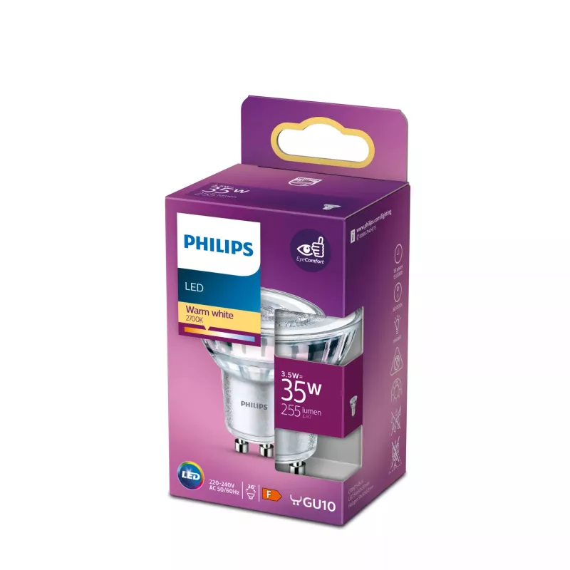 Philips Spot 35W PAR16 GU10 silta balta 3.5W 255lm 15000h