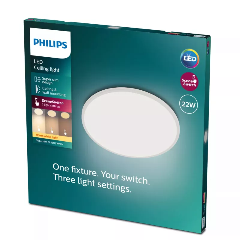 Griestu gaismeklis Philips Functional Super plāns 22 W Balts apaļš LED