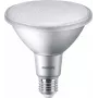 Philips PAR38 atstarotāja LED spuldze, 9 W (aizstāj 60 W kvēlspuldzi) ar E27 vītnes cokolu. Izdod 750 lm silti baltas gaismas pie 2700 K, augsta krāsu atveide…