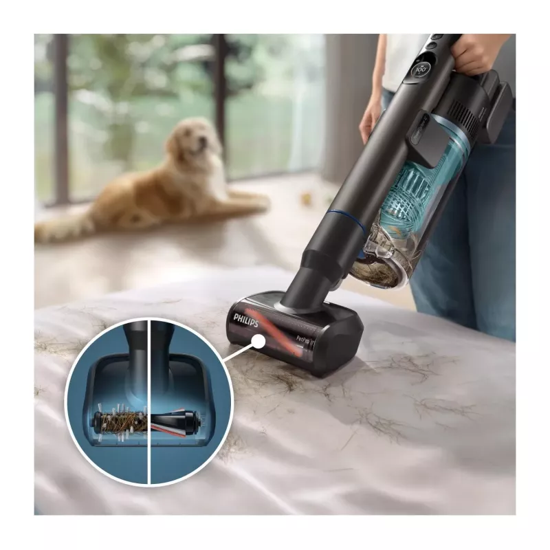 2-vienā stieņa putekļsūcējs Philips XC8155/01 — ar baterijām darbināms sausās un mitrās tīrīšanas putekļsūcējs, 25,2 V, 0,6 l putekļu tvertne, zils