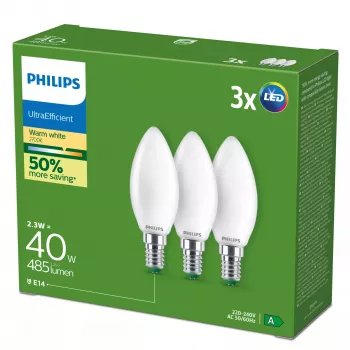 LED spuldze Philips 2,3 W E14 Silts balts 485 lm 300° CRI 80 50 000 h