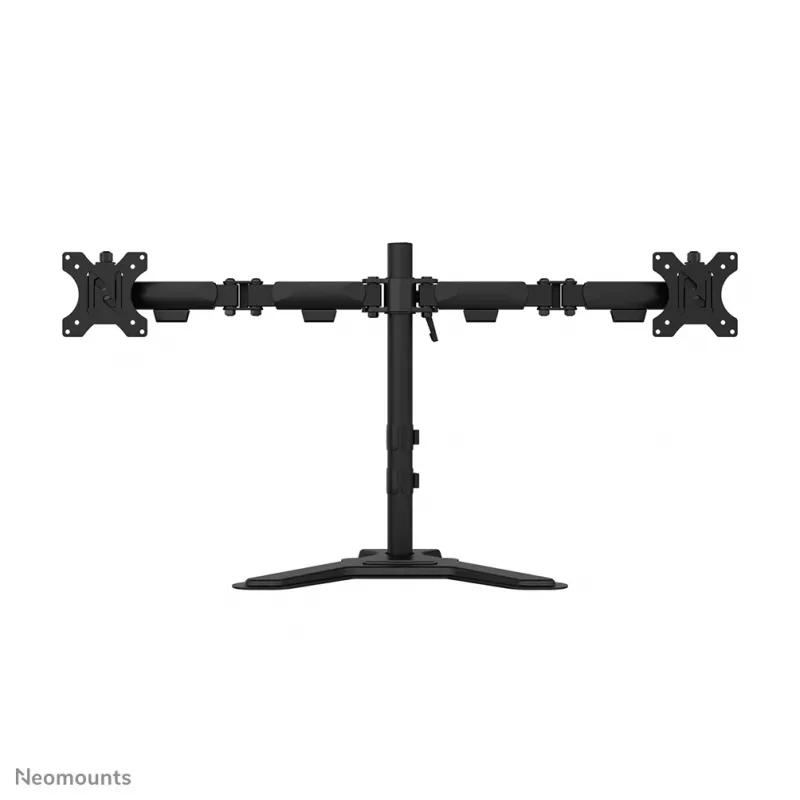 Divu monitoru statīvs Neomounts DS45-600BL2 10–32 collu ekrāniem, atbalsta 2 displejus, maks. 6 kg, VESA 75x75–100x100, brīvstāvošs, melns