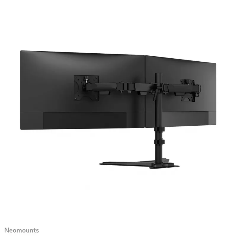 Divu monitoru statīvs Neomounts DS45-600BL2 10–32 collu ekrāniem, atbalsta 2 displejus, maks. 6 kg, VESA 75x75–100x100, brīvstāvošs, melns