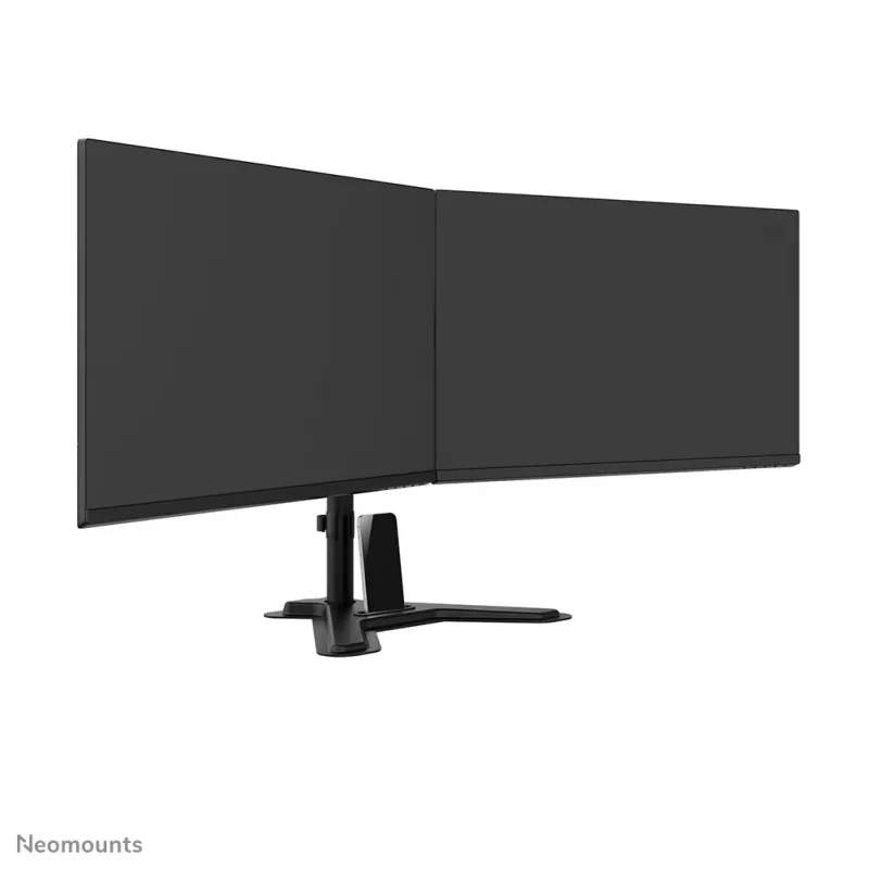 Divu monitoru statīvs Neomounts DS45-600BL2 10–32 collu ekrāniem, atbalsta 2 displejus, maks. 6 kg, VESA 75x75–100x100, brīvstāvošs, melns
