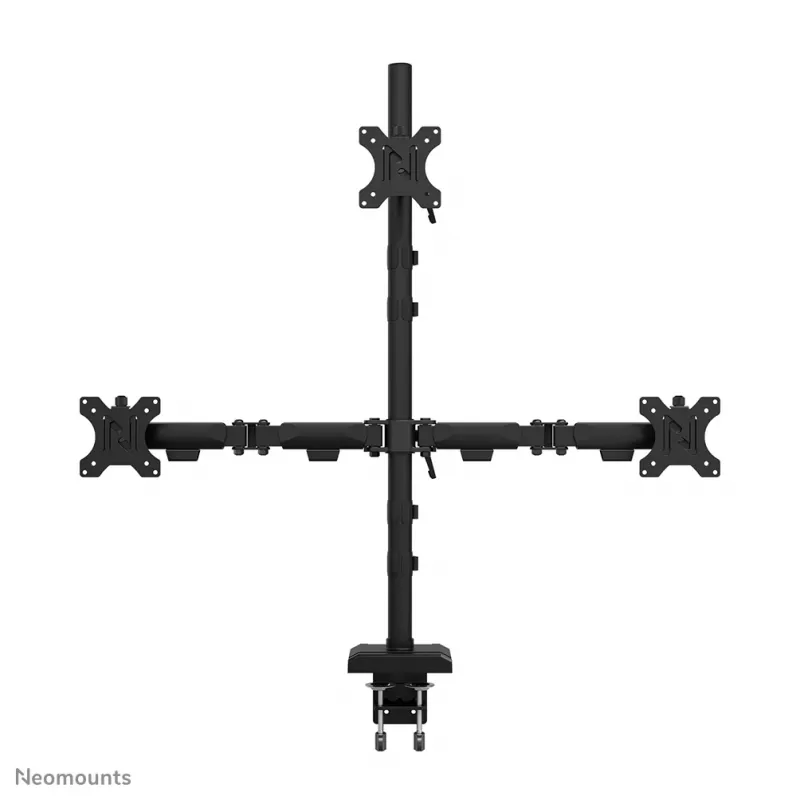 Neomounts DS60-600BL2-1 trīskārša monitora svira 10-32 collas, skava/caurlaide, 9 kg, 25,4 cm (10 collas), 81,3 cm (32 collas), 100 x 100 mm, melna