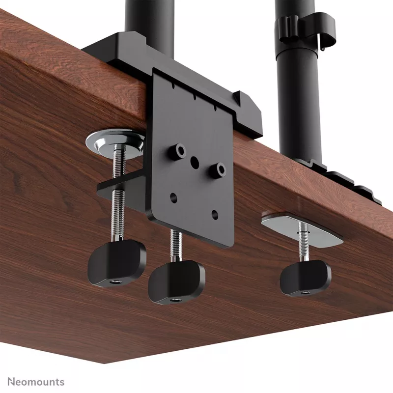 Neomounts DS60-600BL2-1 trīskārša monitora svira 10-32 collas, skava/caurlaide, 9 kg, 25,4 cm (10 collas), 81,3 cm (32 collas), 100 x 100 mm, melna