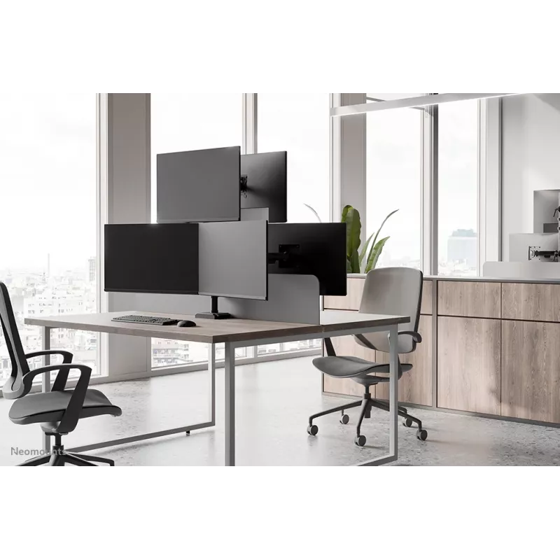 Neomounts DS60-600BL2-1 trīskārša monitora svira 10-32 collas, skava/caurlaide, 9 kg, 25,4 cm (10 collas), 81,3 cm (32 collas), 100 x 100 mm, melna