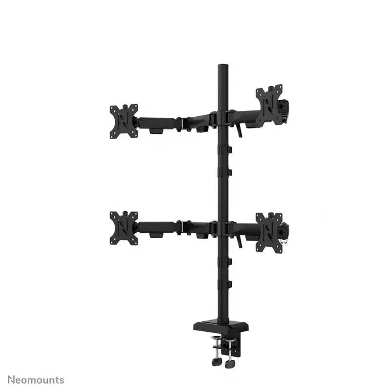 Četrkāršs monitora kronšteins Neomounts DS60-600BL2-2 10–32 collu ekrāniem, VESA 75x75–100x100, maks. slodze 8 kg, skava/caurums, melns