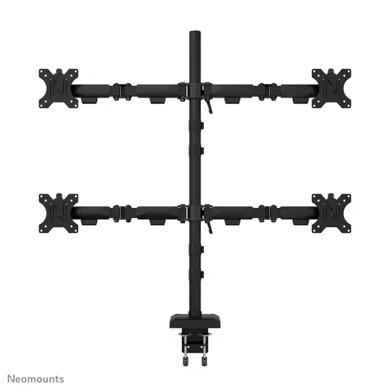Četrkāršs monitora kronšteins Neomounts DS60-600BL2-2 10–32 collu ekrāniem, VESA 75x75–100x100, maks. slodze 8 kg, skava/caurums, melns